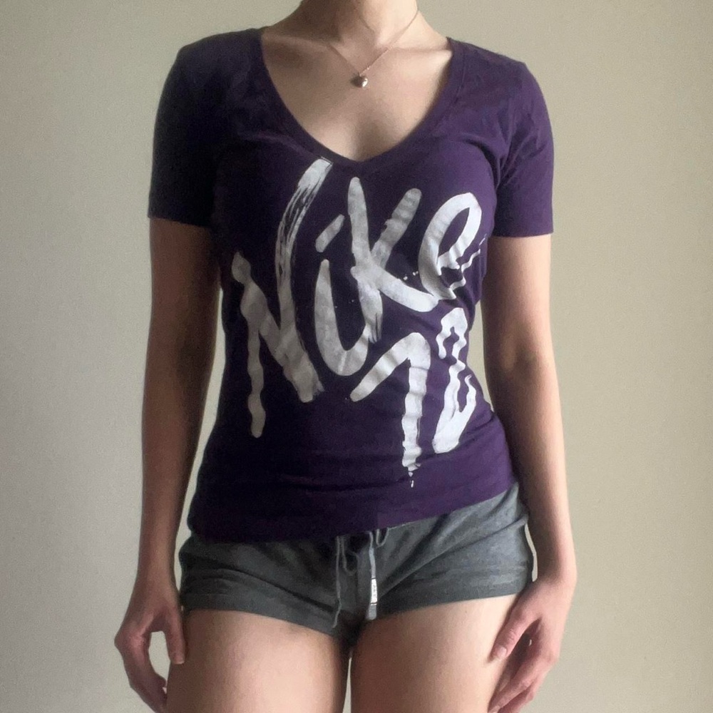 2010s Nike Slim Fit Purple Paint Splatter Top Women S